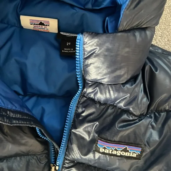Patagonia Kids Puffer Jacket - Black and Blue - Picture 2 of 6
